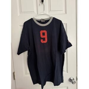 Retro Vintage Nike Orange and Navy Blue Short Sleeve Henley T-Shirt Sz: XL
